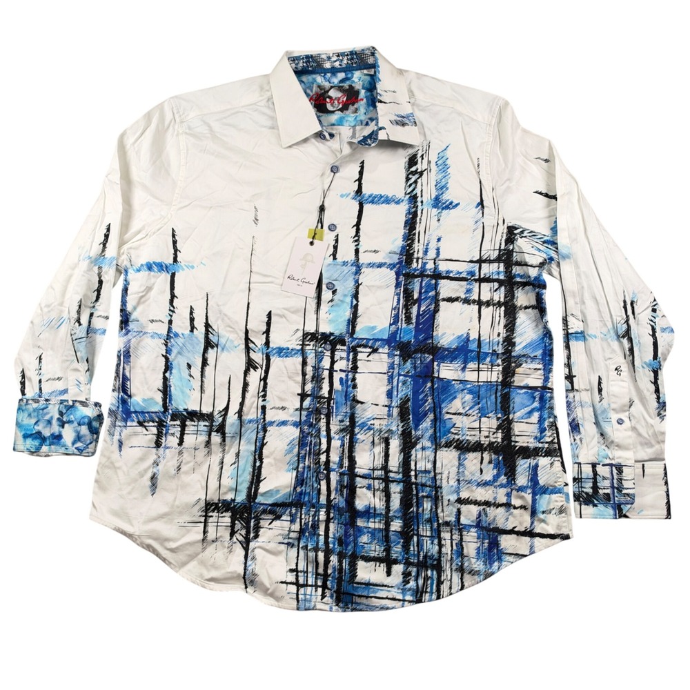 Robert Graham Button Down Shirt Mens 2XL Multi Metropolis Abstract